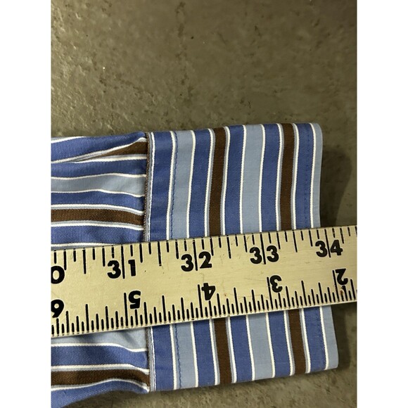 Bugatchi Uomo Button-Down Dress Shirt Mens XL Blue Vertical Striped Modern - Picture 9 of 9
